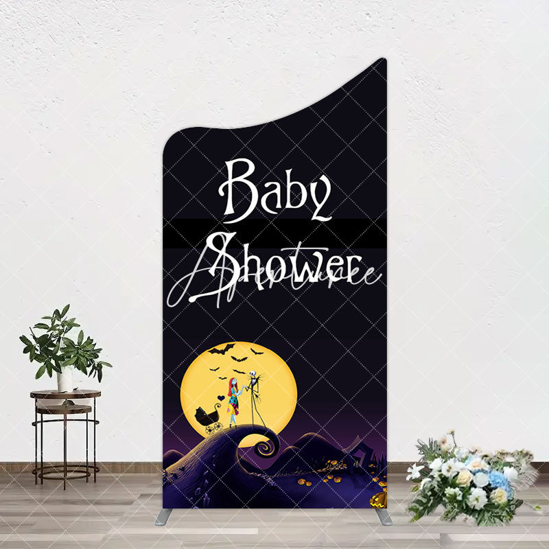 Aperturee - Aperturee Halloween Dark Moon Night Baby Shower Arch Backdrop