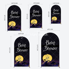 Aperturee - Aperturee Halloween Dark Moon Night Baby Shower Arch Backdrop