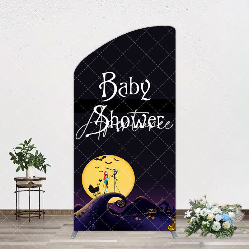 Aperturee - Aperturee Halloween Dark Moon Night Baby Shower Arch Backdrop