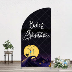 Aperturee - Aperturee Halloween Dark Moon Night Baby Shower Arch Backdrop