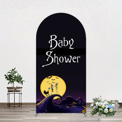 Aperturee - Aperturee Halloween Dark Moon Night Baby Shower Arch Backdrop