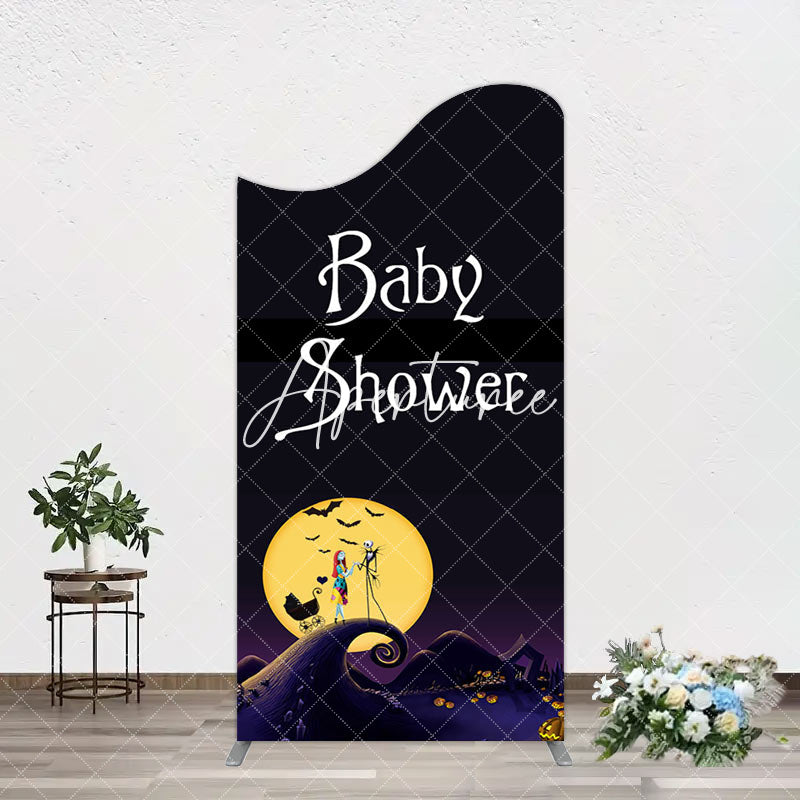 Aperturee - Aperturee Halloween Dark Moon Night Baby Shower Arch Backdrop