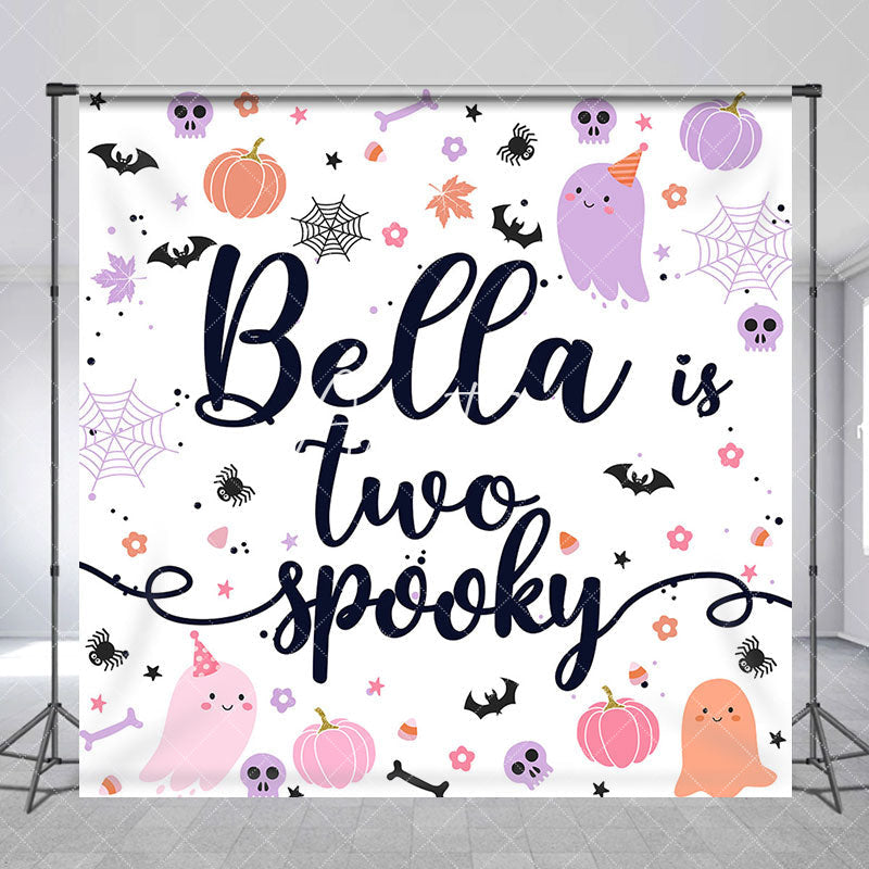 Aperturee - Aperturee Halloween Ghost Custom Name Two Spooky Backdrop