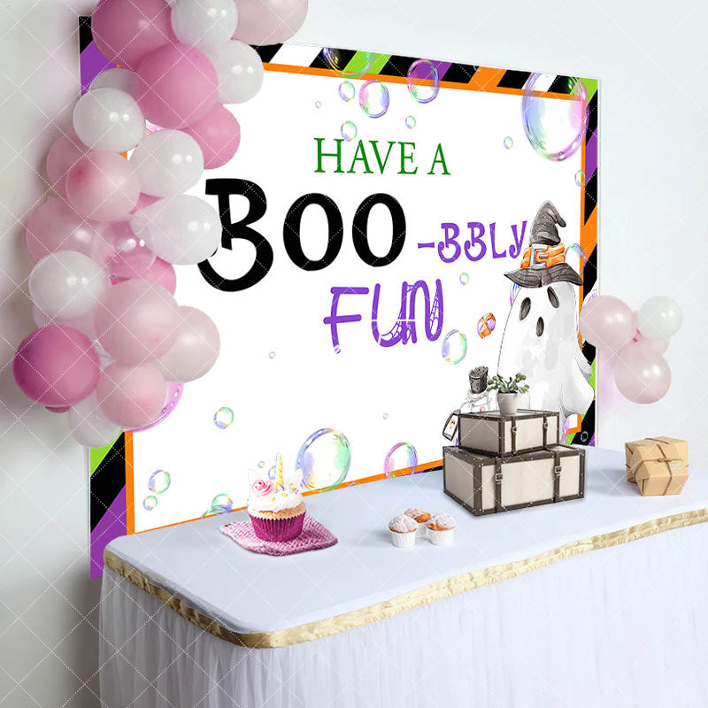 Aperturee - Aperturee Halloween Have A Boo Bbly Fun Baby Shower Backdrop