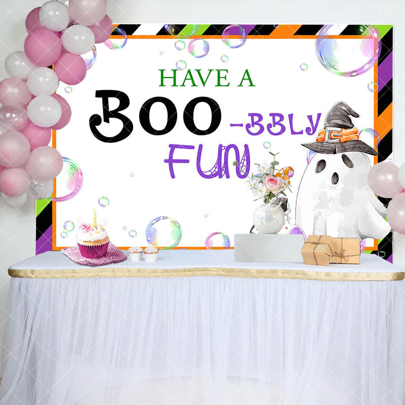 Aperturee - Aperturee Halloween Have A Boo Bbly Fun Baby Shower Backdrop