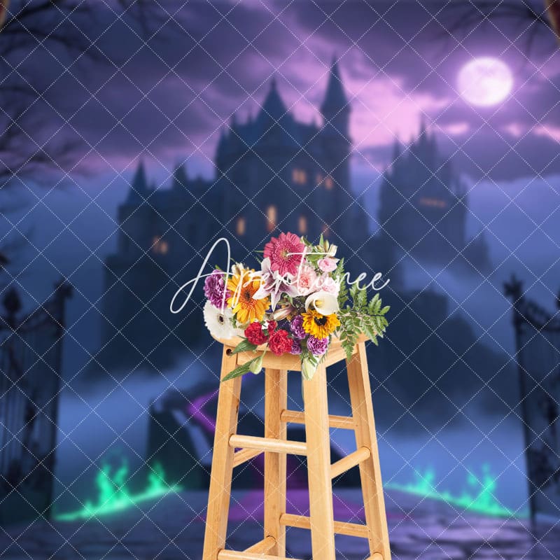 Aperturee - Aperturee Halloween Night Spooky Castle Cake Smash Backdrop