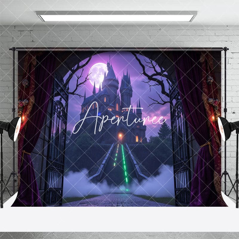 Aperturee - Aperturee Halloween Scary Castle Gate Cake Smash Photo Backdrop