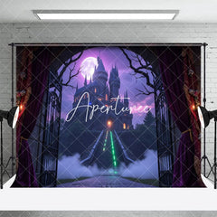 Aperturee - Aperturee Halloween Scary Castle Gate Cake Smash Photo Backdrop