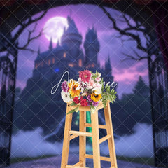 Aperturee - Aperturee Halloween Scary Castle Gate Cake Smash Photo Backdrop