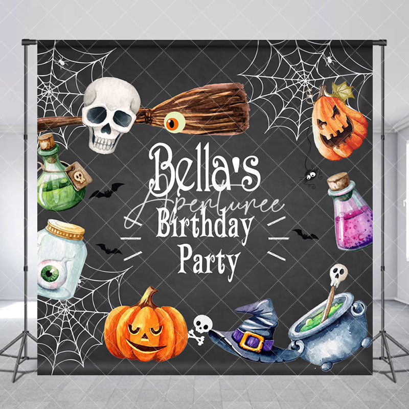 Aperturee - Aperturee Halloween Spider Wab Custom Birthday Party Backdrop