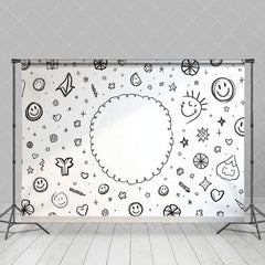 Aperturee - Aperturee Hand Drawn Pattern Smiles Stars And Hearts Backdrop