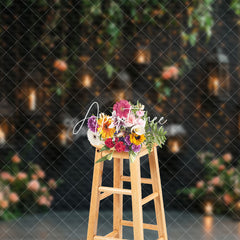 Aperturee - Aperturee Hanging Candle Greenery Pink Floral Photo Backdrop