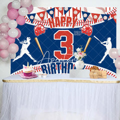 Aperturee - Aperturee Happy 3Rd Baseball Birthday Sport Theme Backdrop