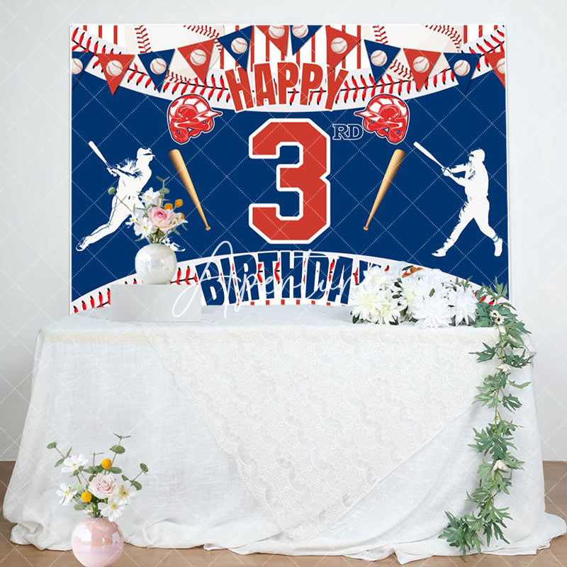 Aperturee - Aperturee Happy 3Rd Baseball Birthday Sport Theme Backdrop