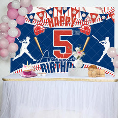 Aperturee - Aperturee Happy 5Th Birthday Baseball Theme Sport Backdrop