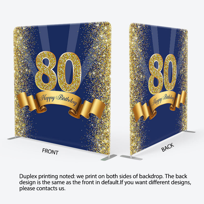 Aperturee - Aperturee Happy 80th Birthday Fabric Backdrop Cover for Party