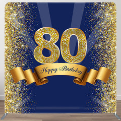 Aperturee - Aperturee Happy 80th Birthday Fabric Backdrop Cover for Party