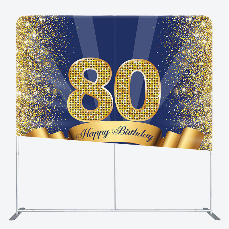 Aperturee - Aperturee Happy 80th Birthday Fabric Backdrop Cover for Party