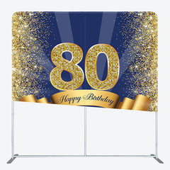 Aperturee - Aperturee Happy 80th Birthday Fabric Backdrop Cover for Party