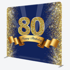 Aperturee - Aperturee Happy 80th Birthday Fabric Backdrop Cover for Party