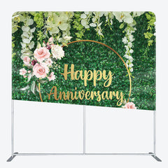 Aperturee - Aperturee Happy Anniversary Fabric Backdrop Cover for Wedding