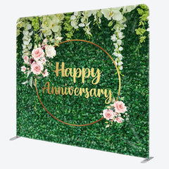 Aperturee - Aperturee Happy Anniversary Fabric Backdrop Cover for Wedding