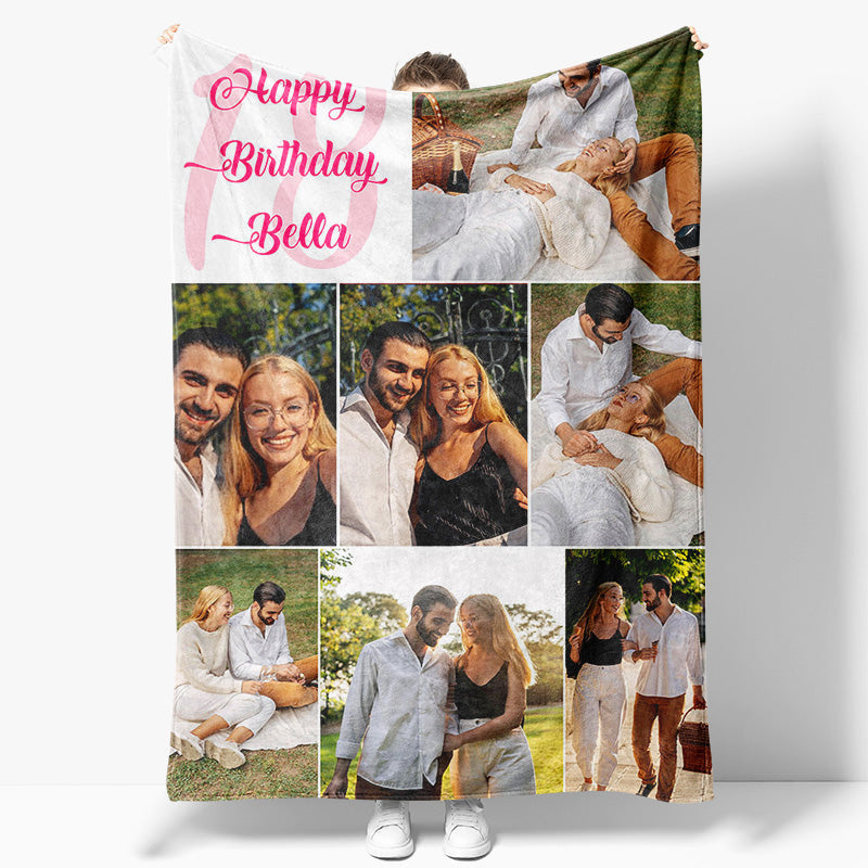 Aperturee - Aperturee Happy Birthday Couple Photo Custom Blanket