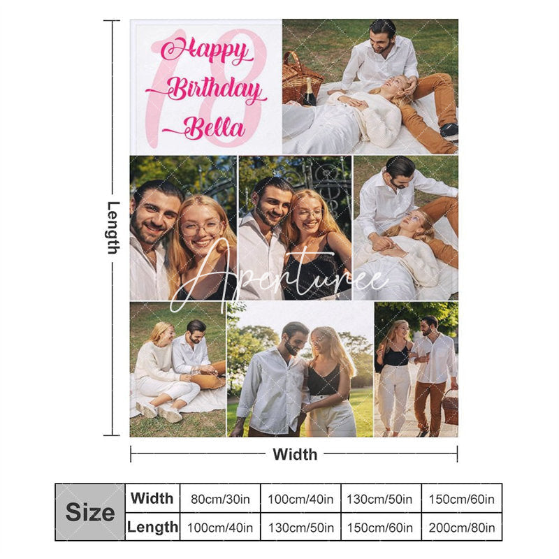 Aperturee - Aperturee Happy Birthday Couple Photo Custom Blanket