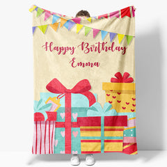 Aperturee - Aperturee Happy Birthday Gift Printed Personalized Name Blanket