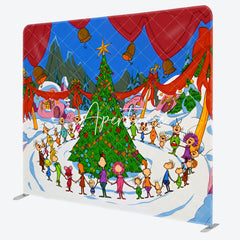 Aperturee - Aperturee Happy Fiesta Whoville Christmas Tension Fabric Backdrop