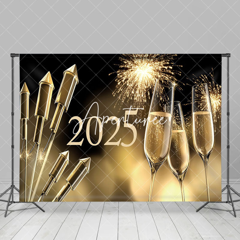 Aperturee - Aperturee Happy New Year 2025 Wine Pine Cone Party Backdrop