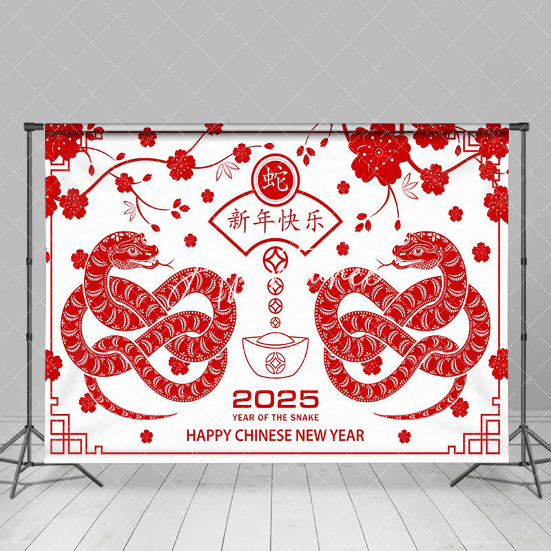 Aperturee - Aperturee Happy Red White Lunar New Year Of The Snake Backdrop