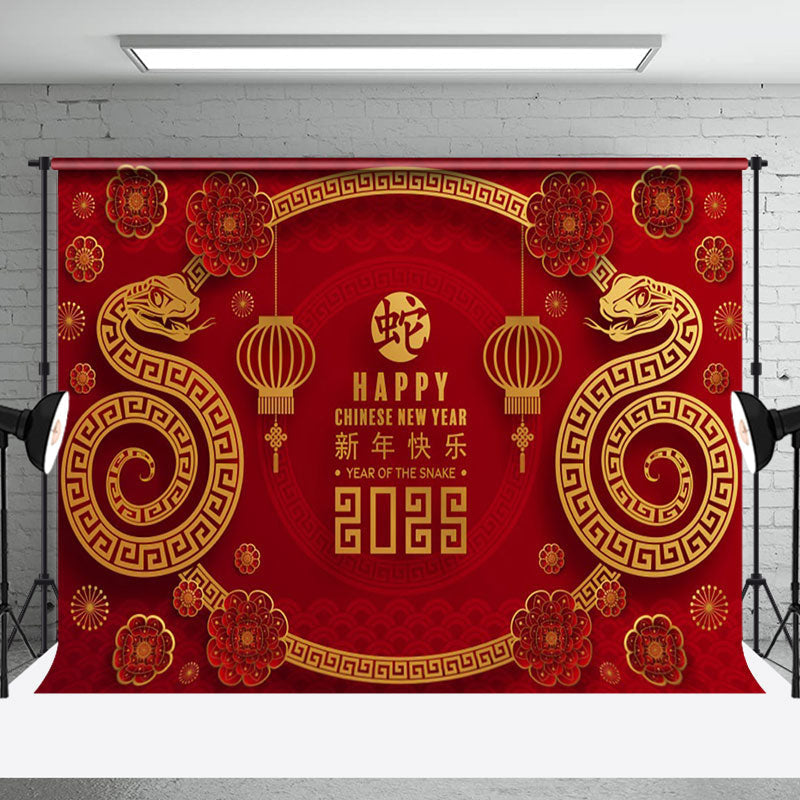 Aperturee - Aperturee Happy Red Zodiac Snake Chinese New Year Backdrop