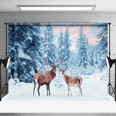 Aperturee - Aperturee Harmonious Deer Moment Wintery Dusk Forest Backdrop