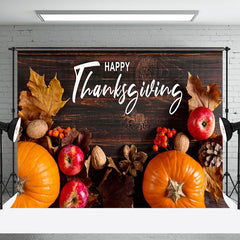 Aperturee - Aperturee Harvest Wooden Happy Thanksgiving Holiday Backdrop