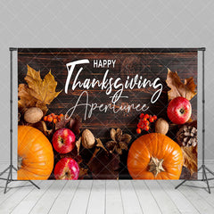 Aperturee - Aperturee Harvest Wooden Happy Thanksgiving Holiday Backdrop