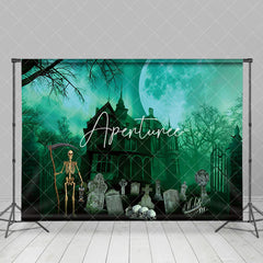 Aperturee - Aperturee Haunted Mansion Graveyard Skeleton Halloween Backdrop