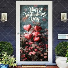 Aperturee - Aperturee Heart Balloons Floral Happy Valentines Day Door Cover