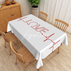 Aperturee - Aperturee Heartbeat Rhythm Ecg Inspired Rectangle Tablecloth