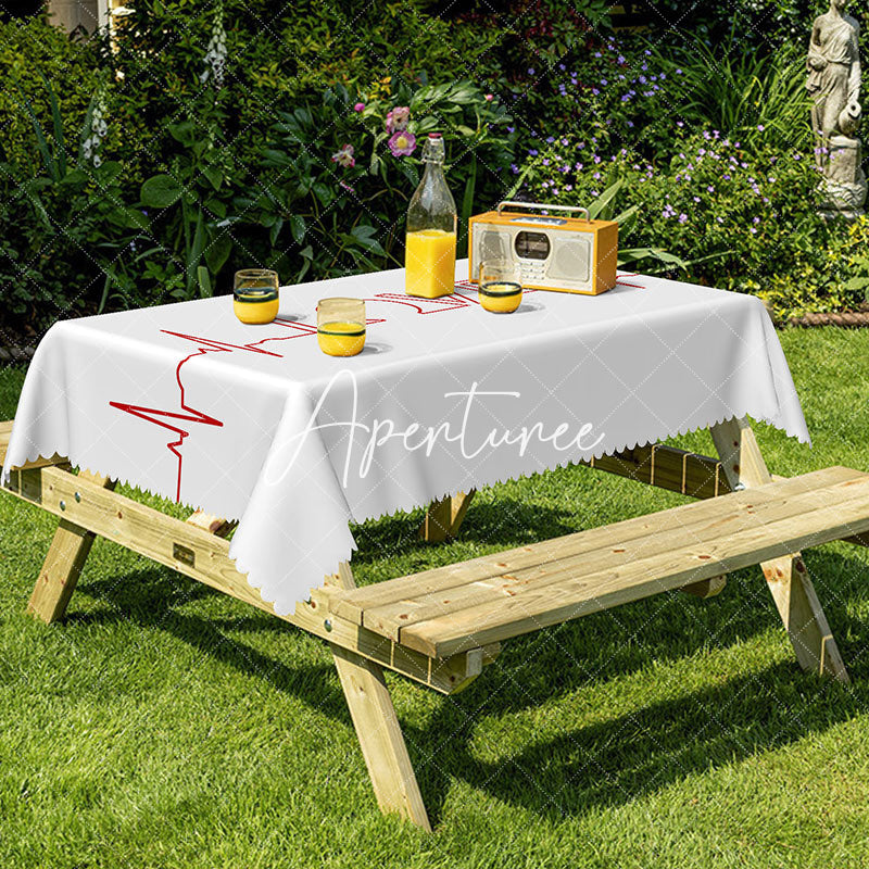 Aperturee - Aperturee Heartbeat Rhythm Ecg Inspired Rectangle Tablecloth