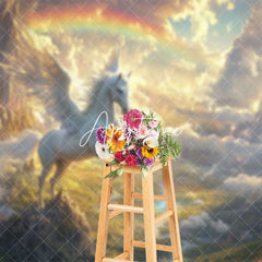 Aperturee - Aperturee Heavenly Pegasus Rainbow Sweet Wonderland Backdrop