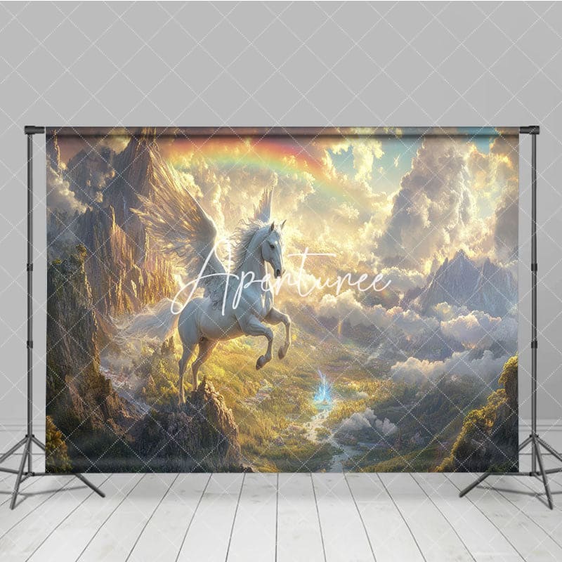 Aperturee - Aperturee Heavenly Pegasus Rainbow Sweet Wonderland Backdrop