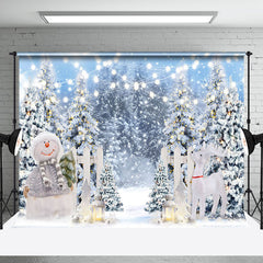 Aperturee - Aperturee Heavy Snowy Garden Fence Snowman Christmas Backdrop