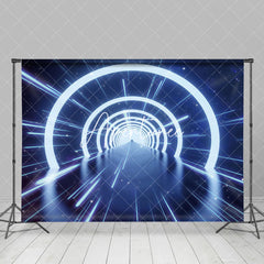 Aperturee - Aperturee High-Tech Tunnel Blue Lights Photography Backdrop