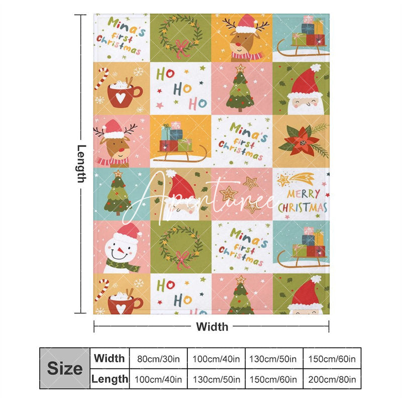 Aperturee - Aperturee Ho Ho Ho Deer Cartoon Pattern Christmas Name Blanket