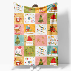 Aperturee - Aperturee Ho Ho Ho Deer Cartoon Pattern Christmas Name Blanket