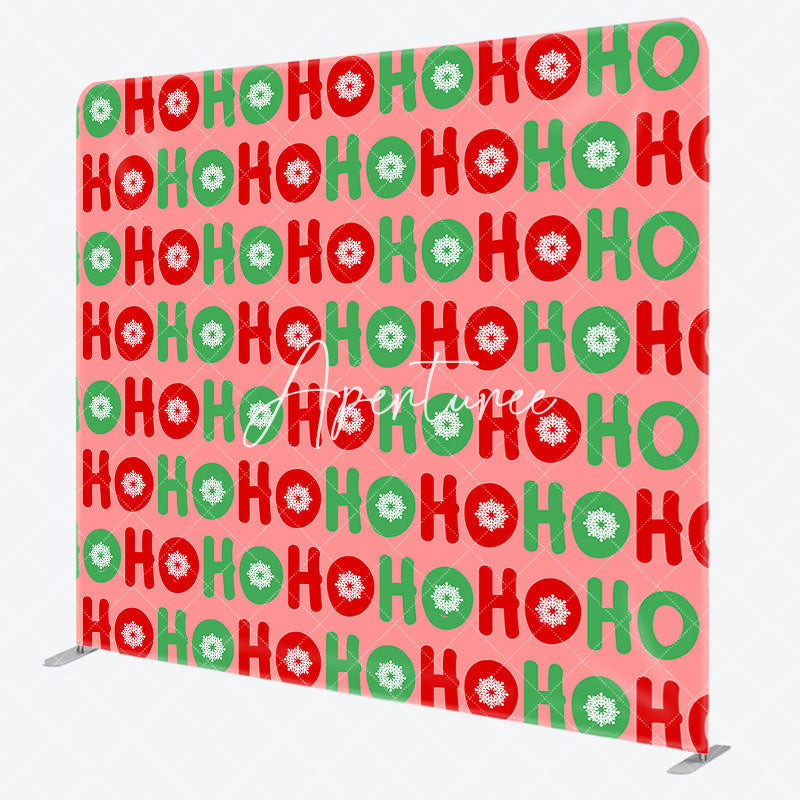 Aperturee - Aperturee Ho Ho Red Green Christmas Tension Fabric Backdrop