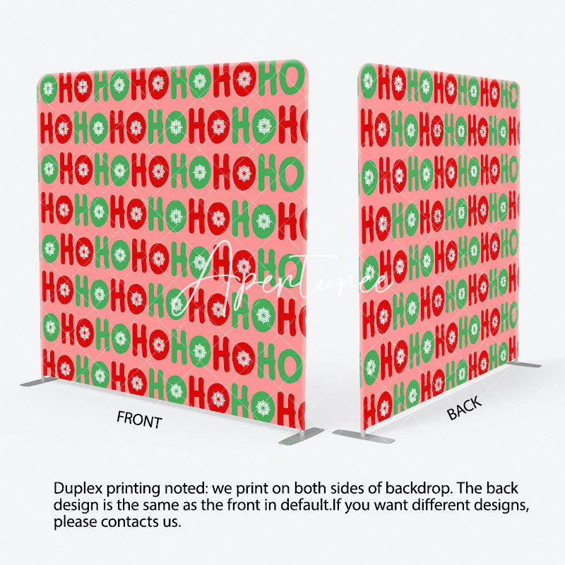 Aperturee - Aperturee Ho Ho Red Green Christmas Tension Fabric Backdrop