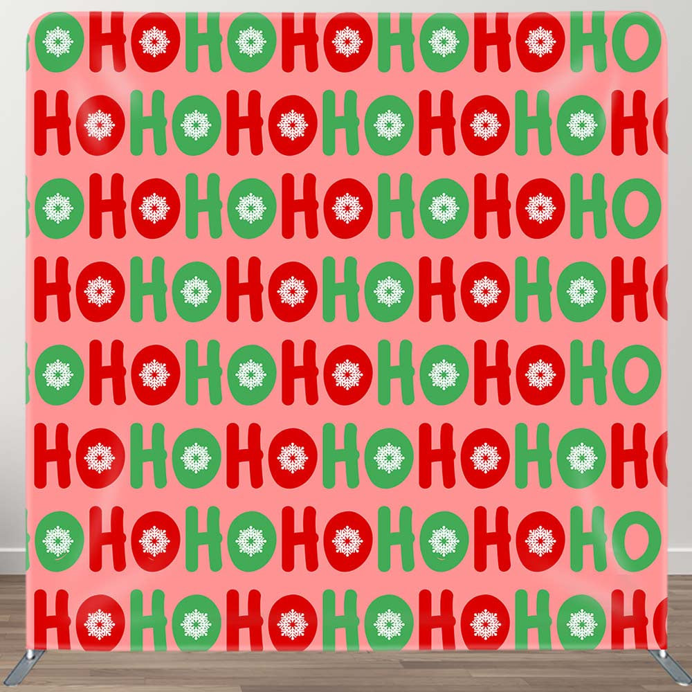 Aperturee - Aperturee Ho Ho Red Green Christmas Tension Fabric Backdrop