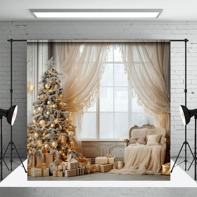 Aperturee - Aperturee Hobo White Ivory House Vintage Christmas Backdrop